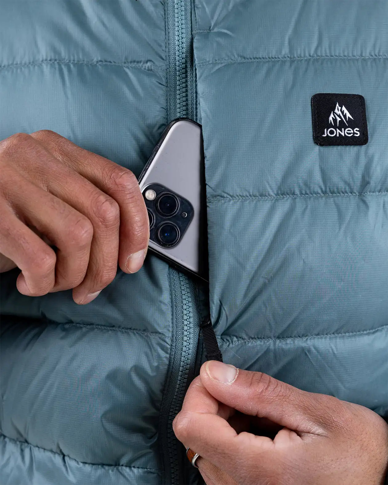 Men’s Re-Up Recycled Down Hoodie | Jones Men’s Re-Up Recycled Down Hoodie Jones Snowboards High Performance