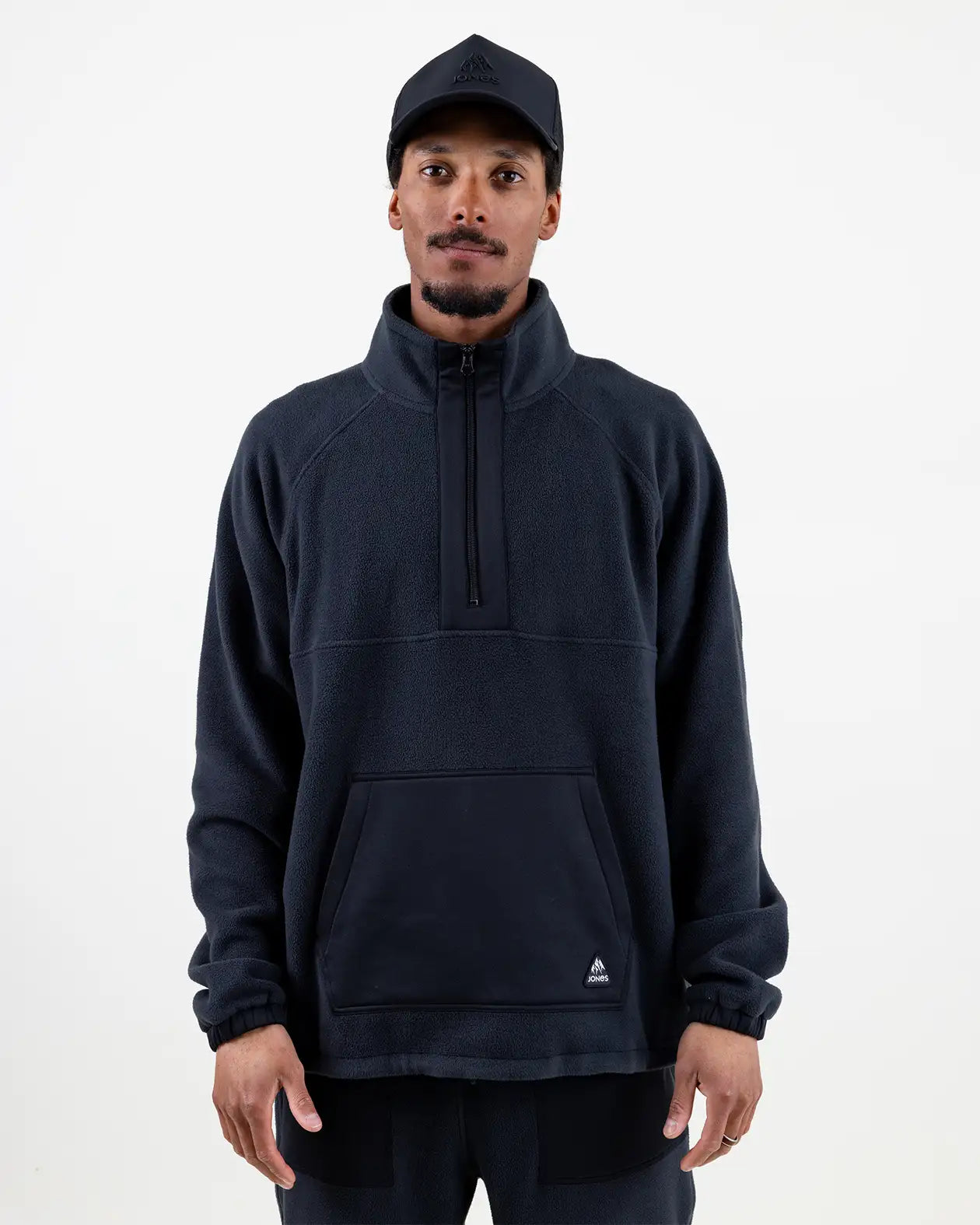Lodge Half Zip Recycled Fleece Pullover | Jones Lodge Half Zip Recycled Fleece Pullover Jones Snowboards High Performance 7630949149978 J.26.FEM.FHZ.BK.1XS.1